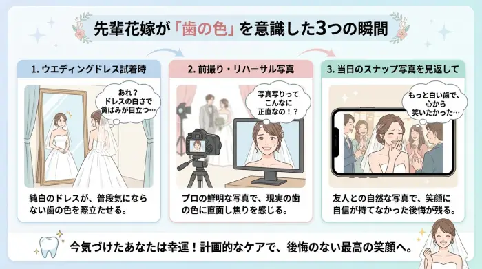 なぜ多くの花嫁さんが歯の色で悩むの?先輩花嫁が後悔した3つのポイント
