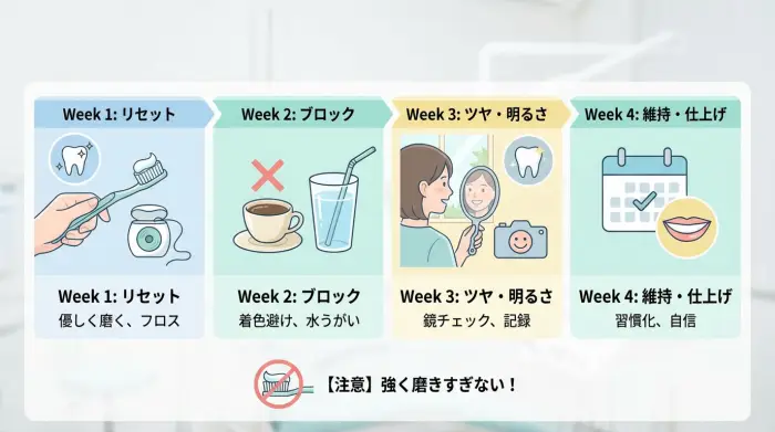 歯科衛生士が教える1ヶ月集中ケアプログラム|効果を最大化する「週ごとのやること」