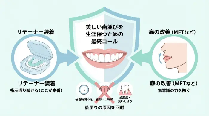 後戻りで台無しにしない:リテーナーと「癖の改善」が最終ゴール
