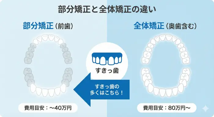 部分矯正と全体矯正の違い