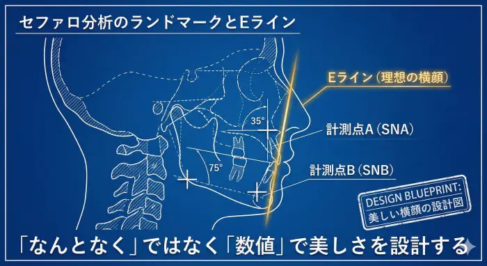 セファロ分析のランドマークとEライン