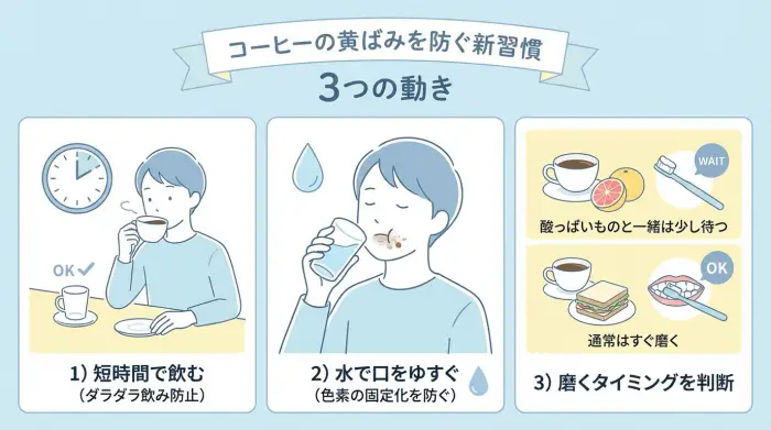 今日からできる:コーヒーの黄ばみを増やさない「3つの動き」