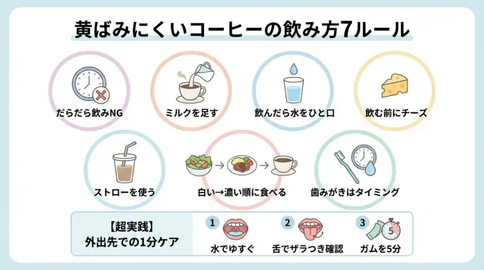 【新常識】同じコーヒーでも差がつく!黄ばませにくい「飲み方」7ルール