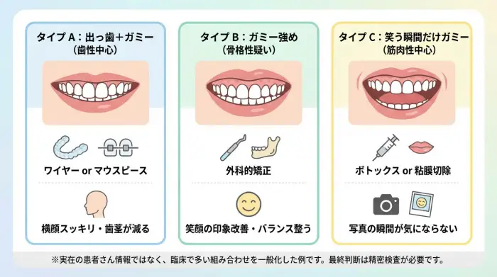 ガミースマイル・出っ歯の典型3パターン