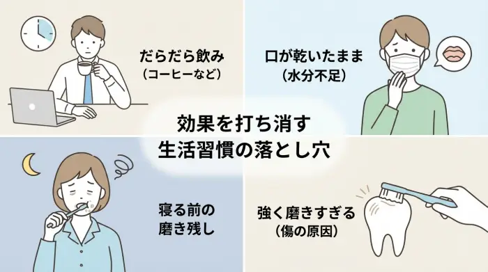 “歯が白くならない人”がやりがち:効果を打ち消す生活習慣の落とし穴
