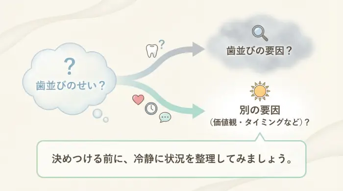 まず確認。「冷められた＝歯並びのせい」と決めつけなくて大丈夫