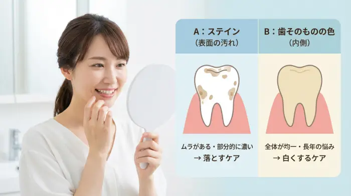 1分セルフ判定：それ、“落ちる黄ばみ”？“白くする黄ばみ”？