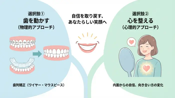 自信を取り戻すための2つの選択肢|「歯を動かす」か「心を整える」か