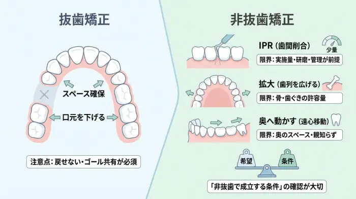 抜歯しない選択肢（IPR・拡大・奥へ動かす）と“限界”