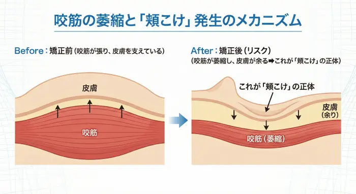 咬筋の萎縮と「頬こけ」発生のメカニズム