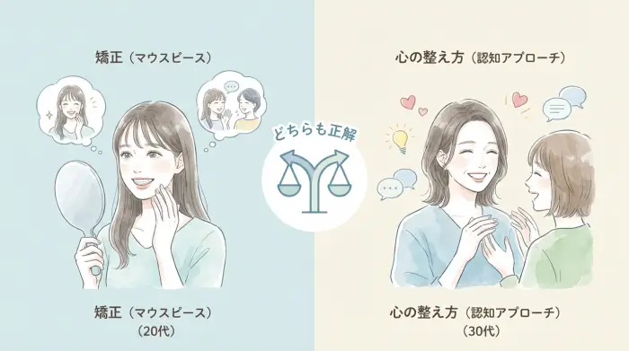 ケースでイメージ:矯正を選ぶ人/心の整え方を選ぶ人