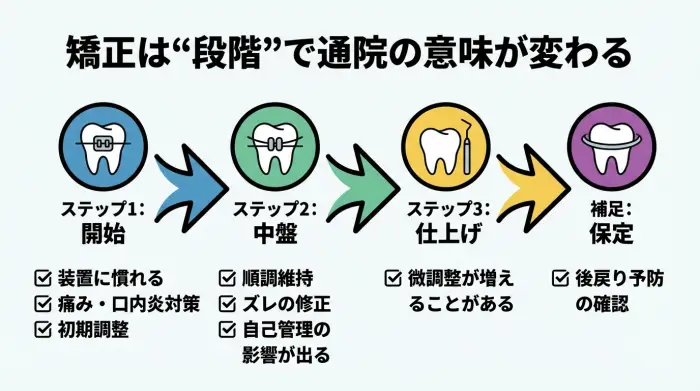 矯正の通院頻度は「月1回」じゃない｜装置によって変わる