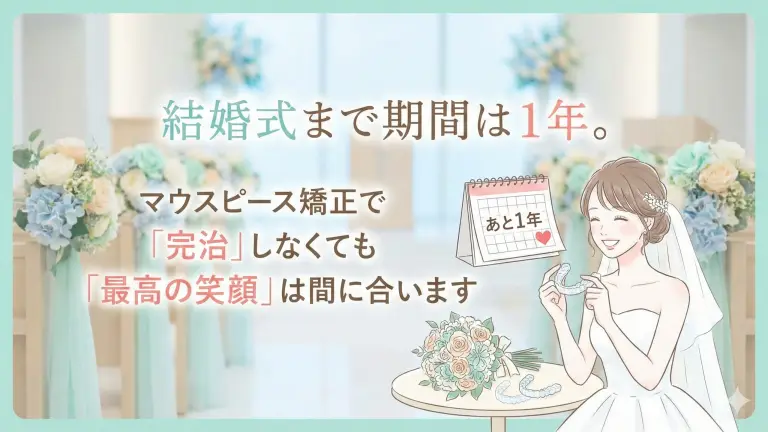 結婚式まで期間は1年。マウスピース矯正で「完治」しなくても「最高の笑顔」は間に合います