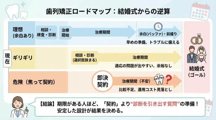 期限（結婚式）から逆算する歯列矯正ロードマップ｜いつ始めるべき？