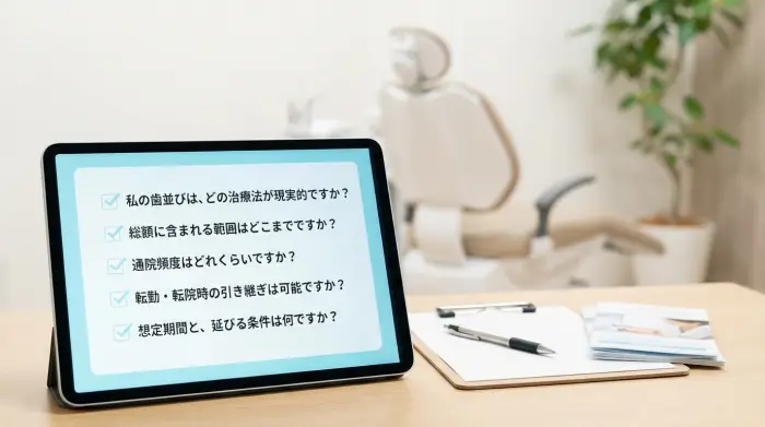 矯正歯科カウンセリングで絶対に聞くべき質問リスト(比較用)