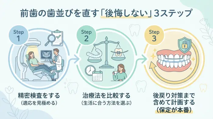 前歯矯正で後悔しない人は「3つの順番」を守っています