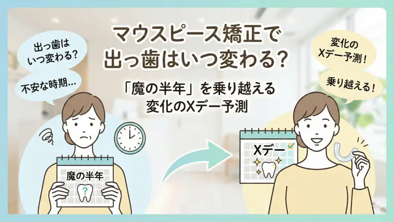 マウスピース矯正で出っ歯はいつ変わる?「魔の半年」を乗り越える変化のXデー予測