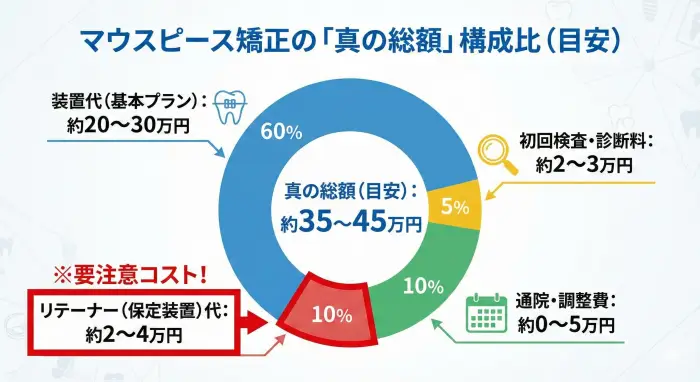 マウスピース矯正の「真の総額」構成比