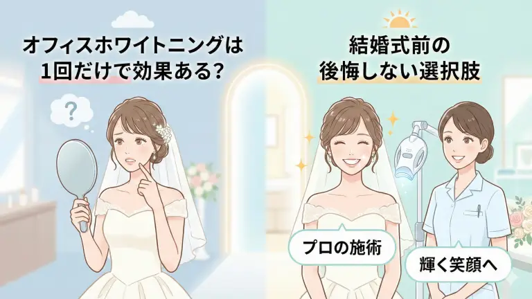 オフィスホワイトニングは1回だけで効果ある？結婚式前の後悔しない選択肢
