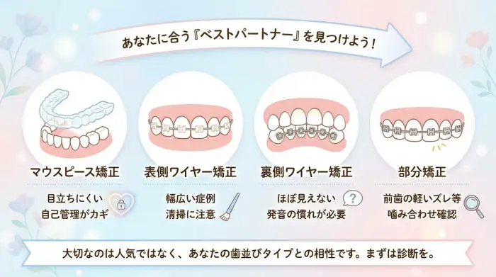 治療法は大きく4つ。恋愛目線で「向き・不向き」を整理します