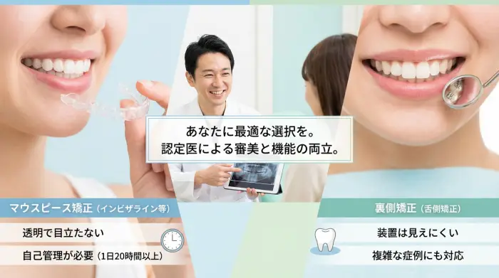 マウスピース矯正と裏側矯正、私にはどっち?