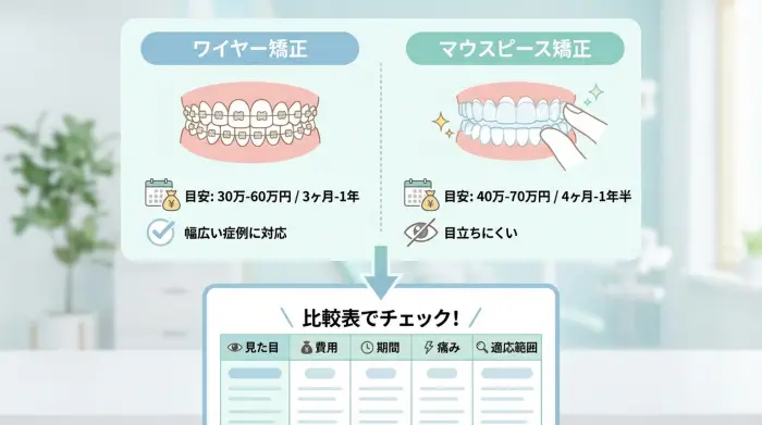 【比較表】部分矯正、マウスピース…私に合う治療法は？選択肢と費用を解説