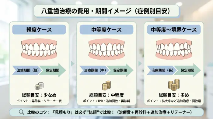 キレイラインで八重歯を治すときの費用・期間の目安