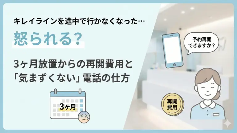 キレイラインを途中で行かなくなった…怒られる？3ヶ月放置からの再開費用と「気まずくない」電話の仕方