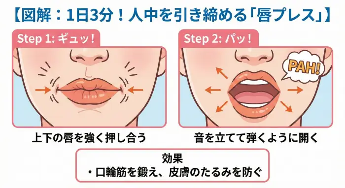 1日3分！人中を引き締める「唇プレス」