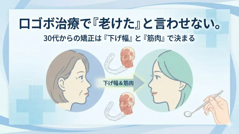 口ゴボ治療で「老けた」と言わせない。30代からの矯正は「下げ幅」と「筋肉」で決まる