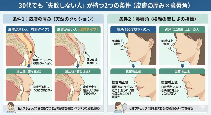 30代でも「失敗しない人」が持つ2つの条件（皮膚の厚み×鼻唇角）